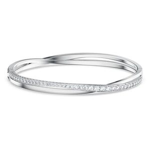 NWT Swarovski Hyperbola Bangle - Silver, Round Cut, White, Rhodium Plated